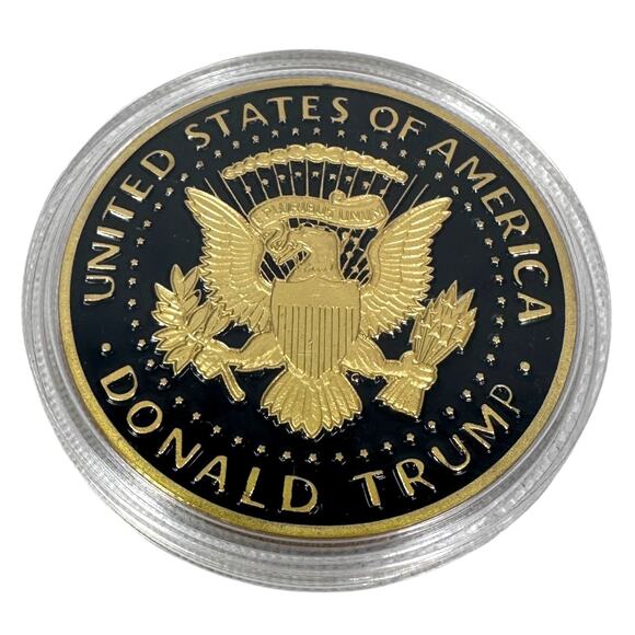 2020 Donald Trump Commemorative Coin Black Gold Plated Collectible US President - Picture 2 of 4